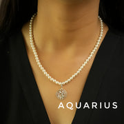 Woman Pearl Necklace - ALL Zodiac in 92.5 Silver PLUS Free Thread Bracelet