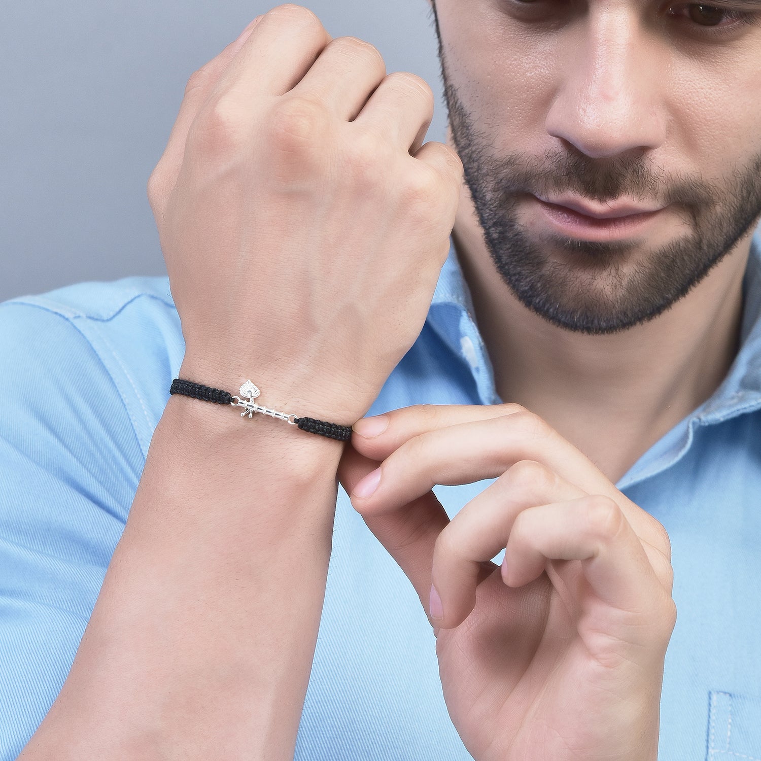 PREORDER  - MEN - Thakur ji Bansuri 92.5 Silver Bracelet