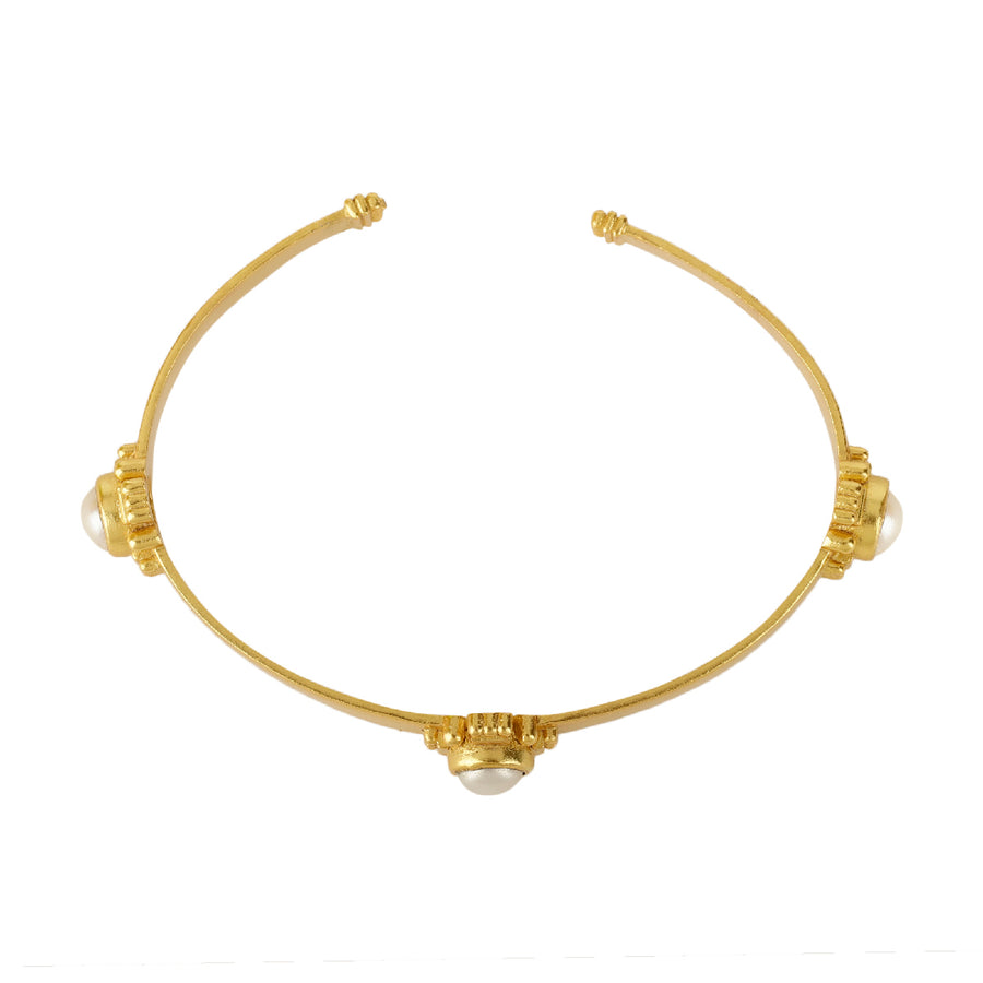 Shagun Open Oval  Bangle with Freshwater Pearls