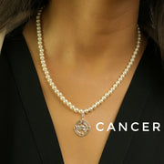 Woman Pearl Necklace - ALL Zodiac in 92.5 Silver PLUS Free Thread Bracelet