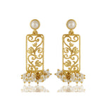 Lotus Rectangle Pearls Earrings