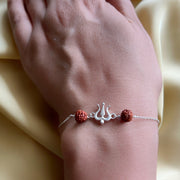 WOMEN - Mahadev's Trishul with Double Rudraksha 92.5 Silver Bracelet