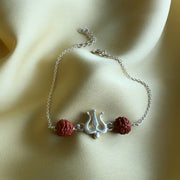 WOMEN - Mahadev's Trishul with Double Rudraksha 92.5 Silver Bracelet