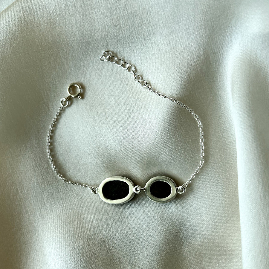 PREORDER - WOMEN Pyrite Dual Charm 92.5 Silver Bracelet