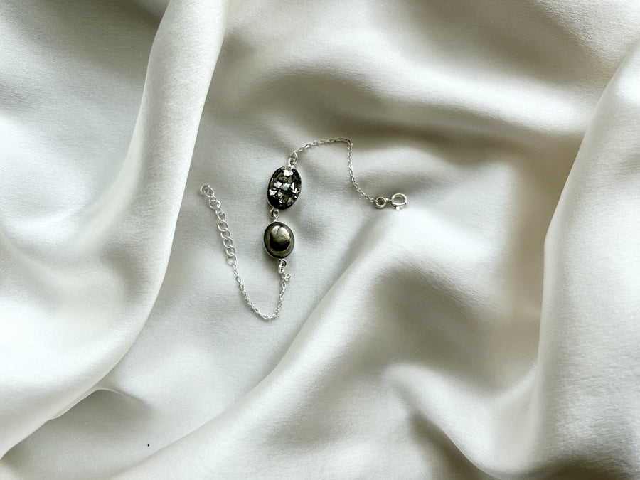 PREORDER - WOMEN Pyrite Dual Charm 92.5 Silver Bracelet