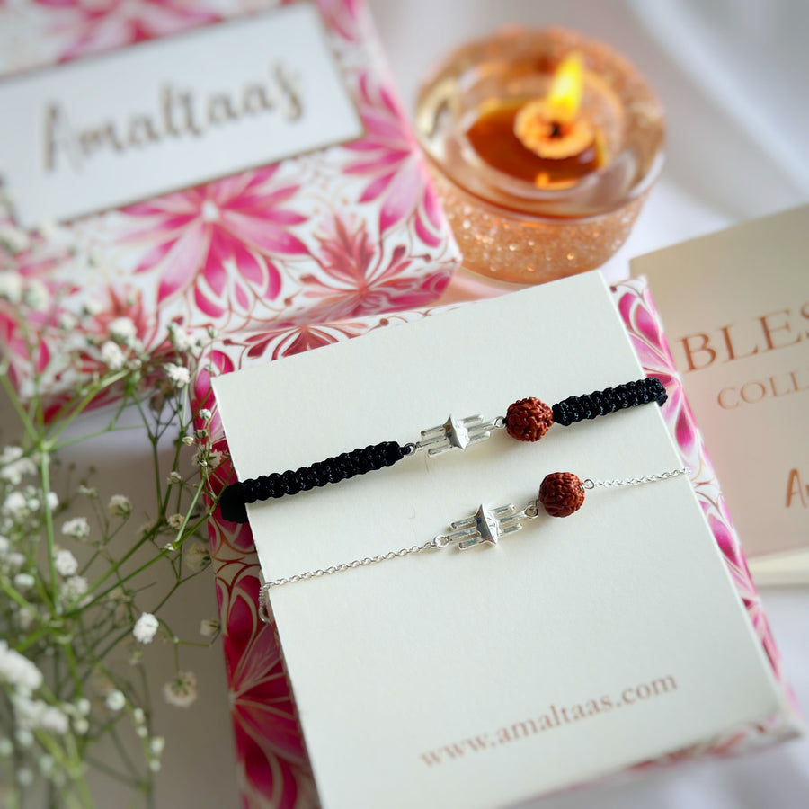 COUPLE - Third Eye with Rudraksha 92.5 Silver Bracelets