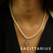 Woman Pearl Necklace - ALL Zodiac in 92.5 Silver PLUS Free Thread Bracelet
