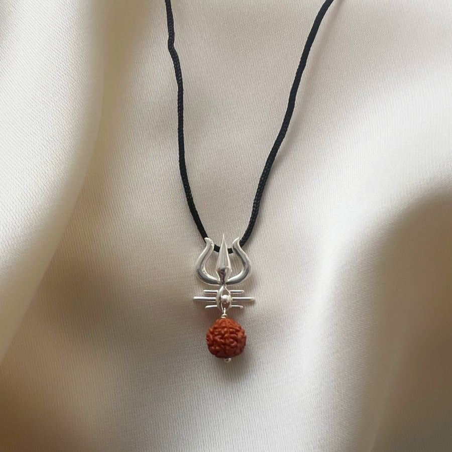 PENDANT - Mahadev's Trishul Gaze with Rudraksha 92.5 Silver