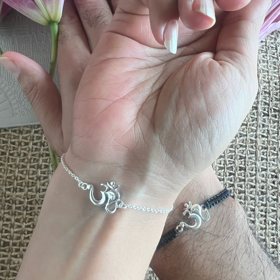 COUPLE - Shubh Om Ganesha 92.5 Silver Bracelets
