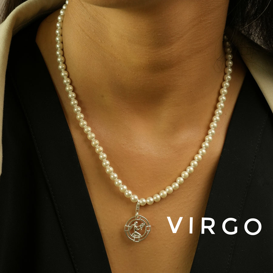 Woman Pearl Necklace - ALL Zodiac in 92.5 Silver PLUS Free Thread Bracelet