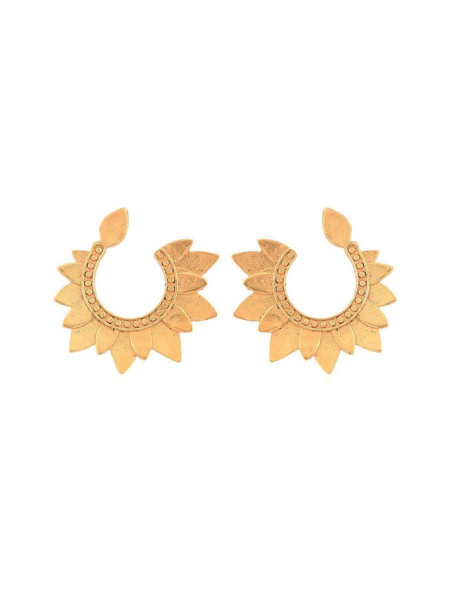 Lotus Crescent Half Moon Earring