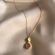 My Heart Necklace - Rose Quartz, 92.5 Silver (with 22k Gold Plating)