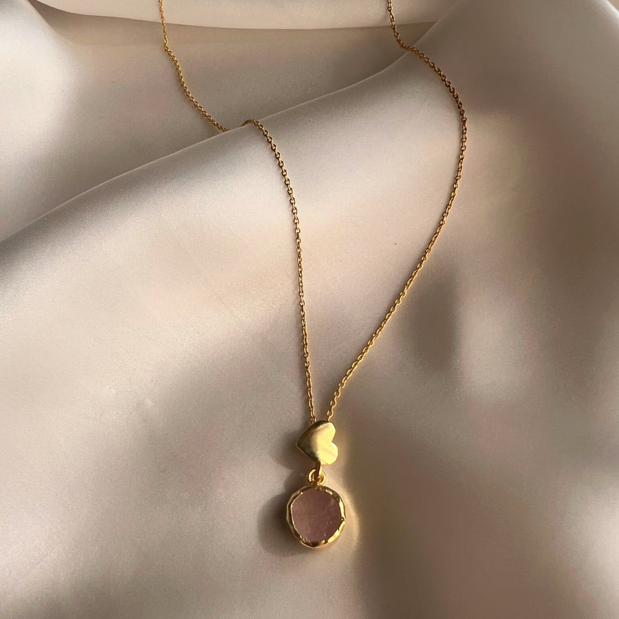 My Heart Necklace - Rose Quartz, 92.5 Silver