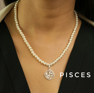 Woman Pearl Necklace - ALL Zodiac in 92.5 Silver PLUS Free Thread Bracelet