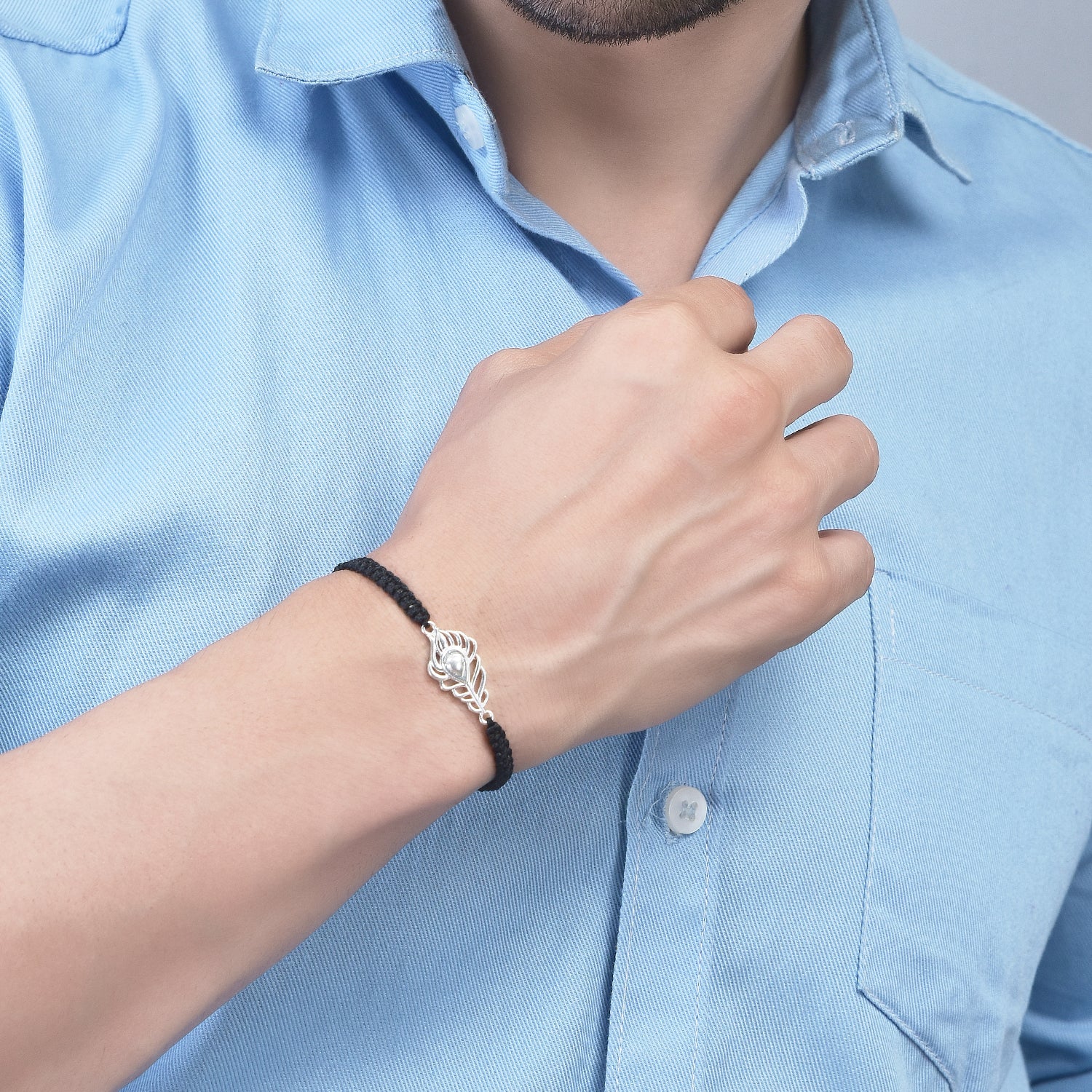 Men - Kanha Morpankh 92.5 Silver Bracelet