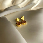 My Heart Rose-quartz Earring - 92.5 Silver ( with 22k Gold Plating )