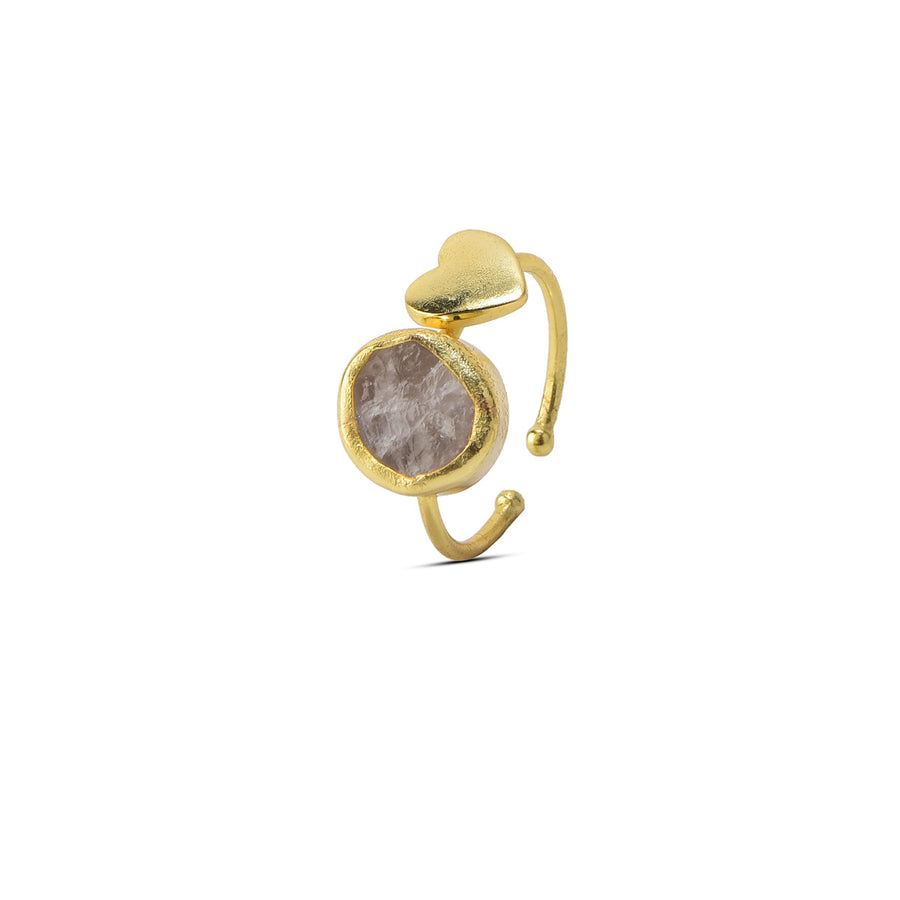 My Heart Rose-quartz Ring - 92.5 Silver ( with 22k Gold Plating)