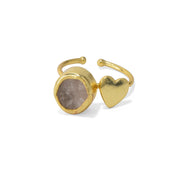 My Heart Rose-quartz Ring - 92.5 Silver ( with 22k Gold Plating)
