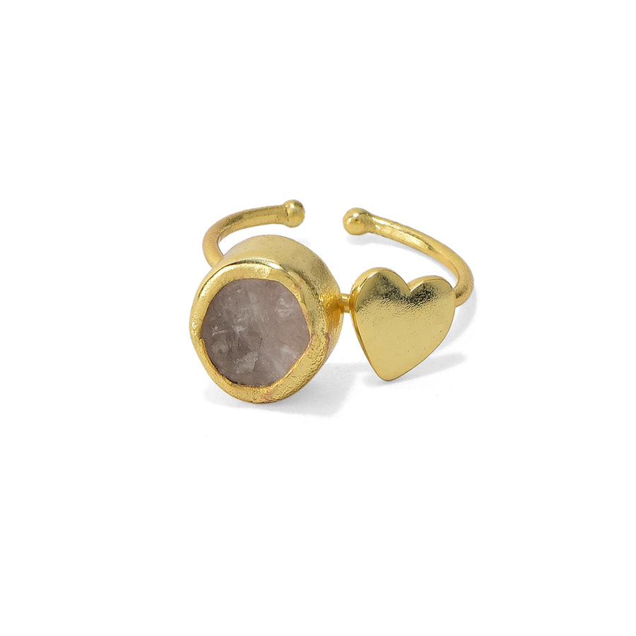 My Heart Rose-quartz Ring - 92.5 Silver ( with 22k Gold Plating)