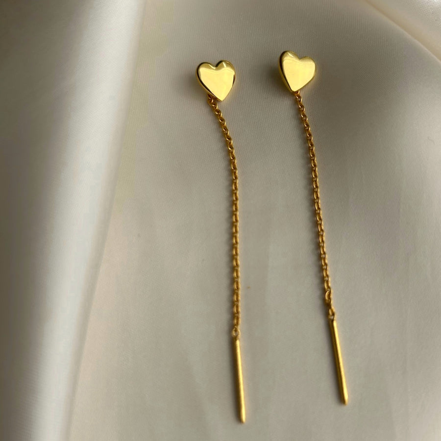 My Heart Thread Earring- 92.5  Silver ( with 22k Gold-plating)