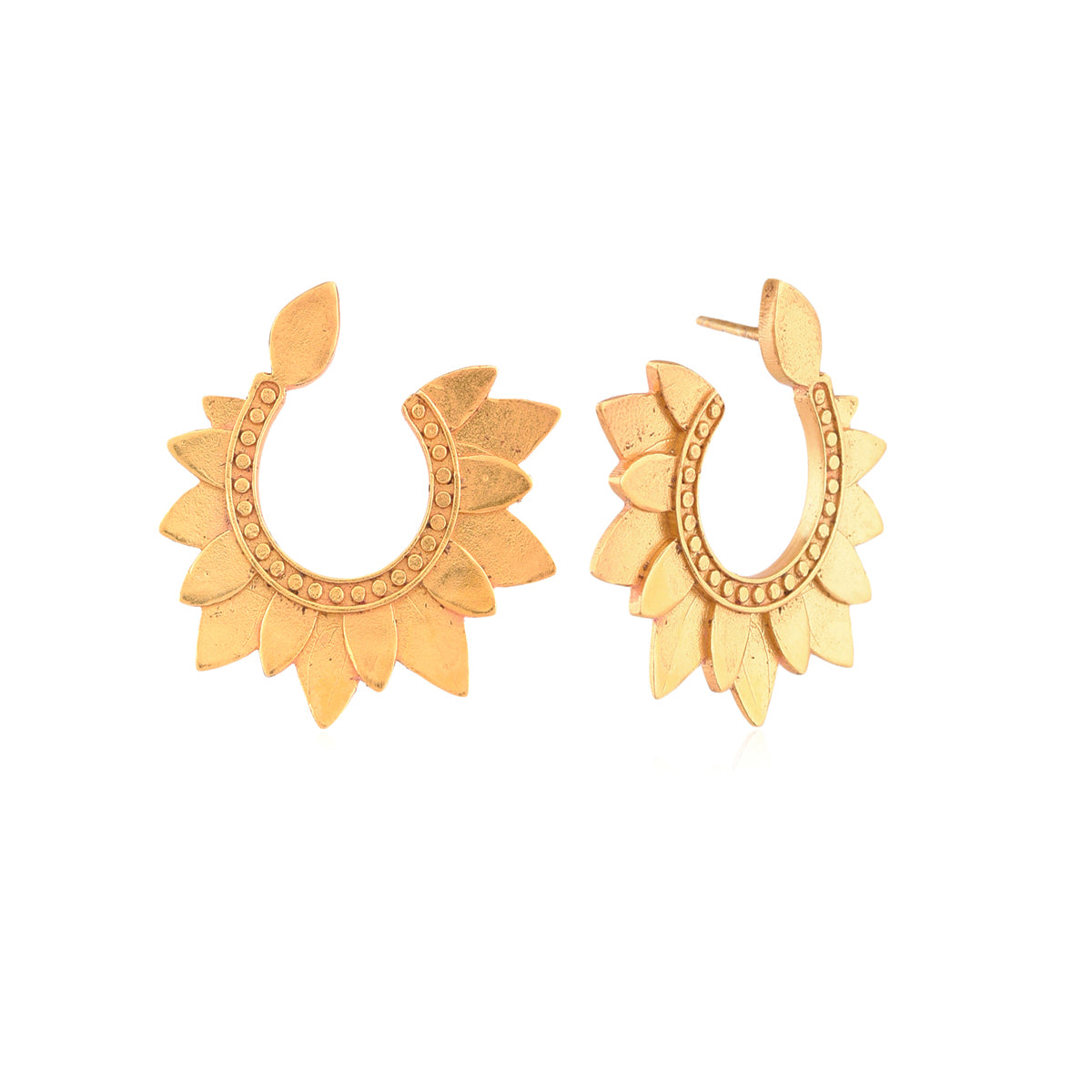 Lotus Crescent Half Moon Earring