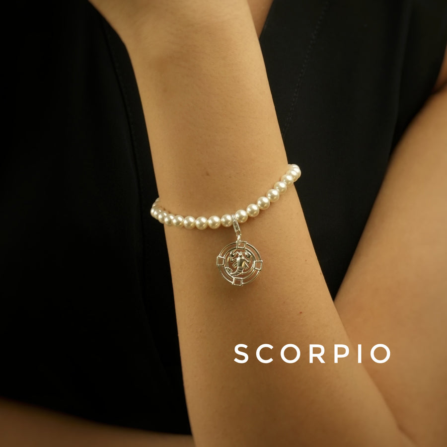 Woman Pearl Bracelet - ALL Zodiac Sun Sign in 92.5 Silver PLUS Free Thread Bracelet