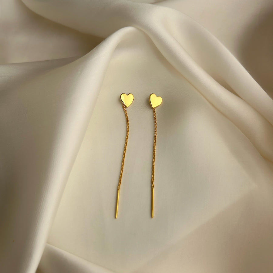 My Heart Thread Earring- 92.5  Silver ( with 22k Gold-plating)