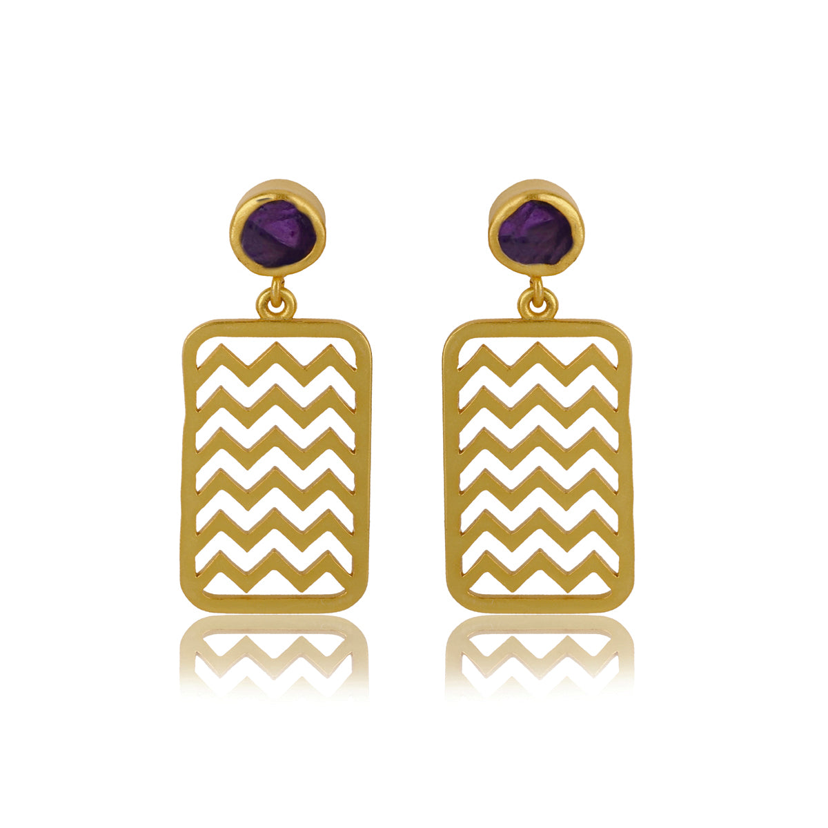 Amethyst Earring - Chevron Chic