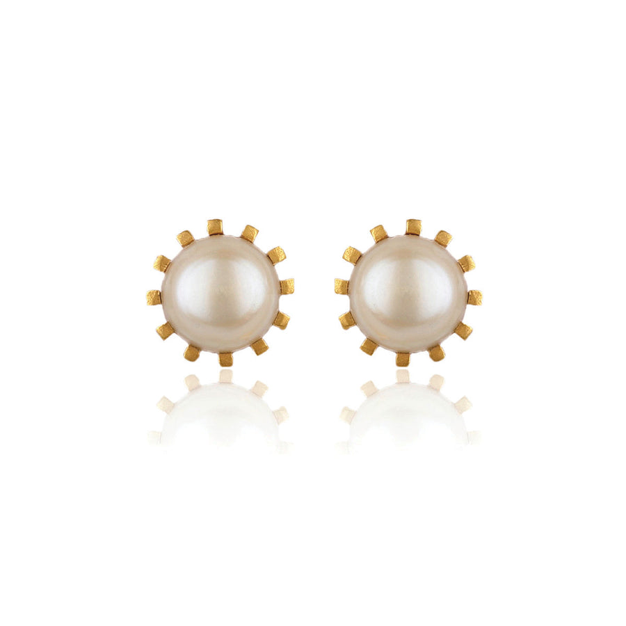 Moon Stud Earring - Pearl