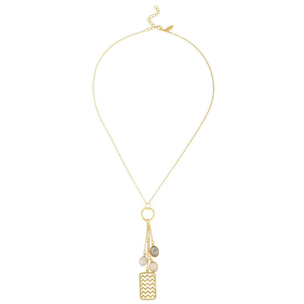 Chevron Zigzag Many Gemstone Necklace