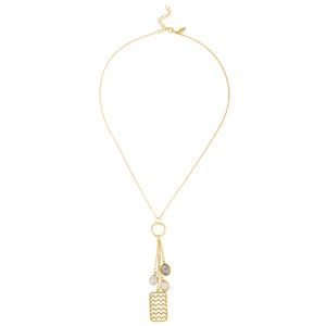 Chevron Zigzag Many Gemstone Necklace