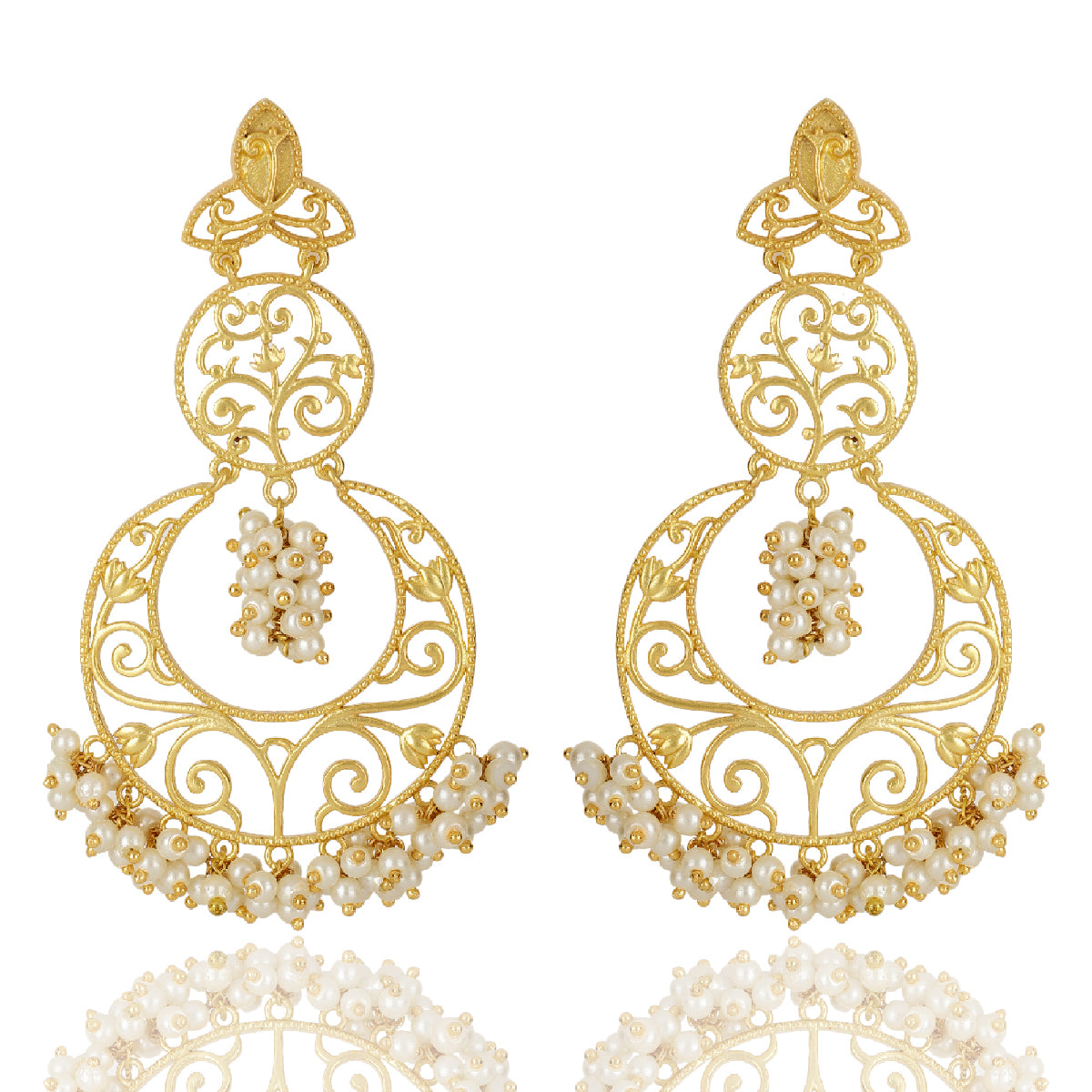 Lotus Pearl Chandbali 22k gold-plated Earring
