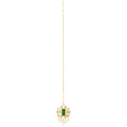 Shagun Green Maangtika with Freshwater Pearls