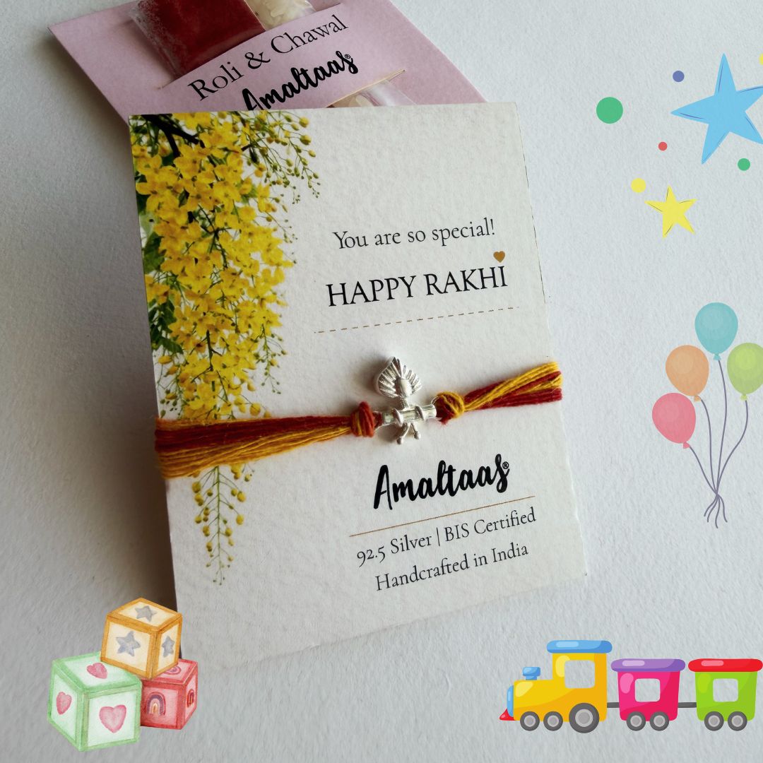 KIDS RAKHI- Thakurji Morphank 92.5 Pure Silver Rakhi