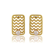 Freshwater Pearls Studs - Chevron Chic