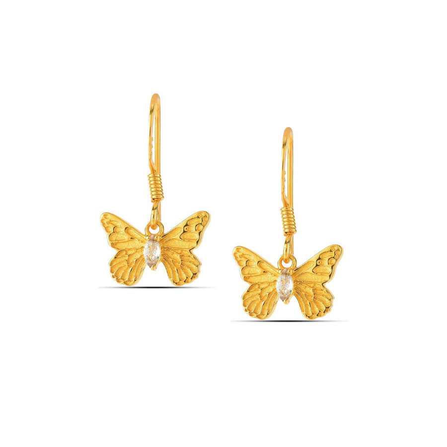 Golden Butterfly Hook Earring in 92.5 Silver (with 22k Gold Plating)