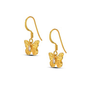 Golden Butterfly Hook Earring in 92.5 Silver (with 22k Gold Plating)