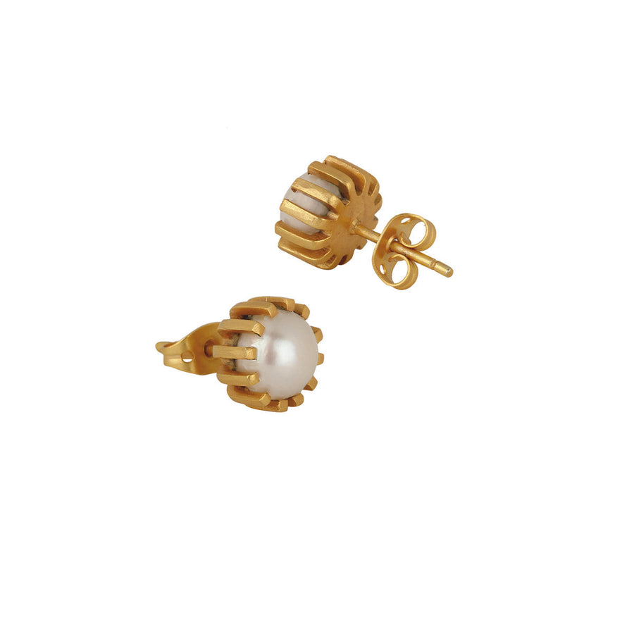 Moon Stud Earring - Pearl