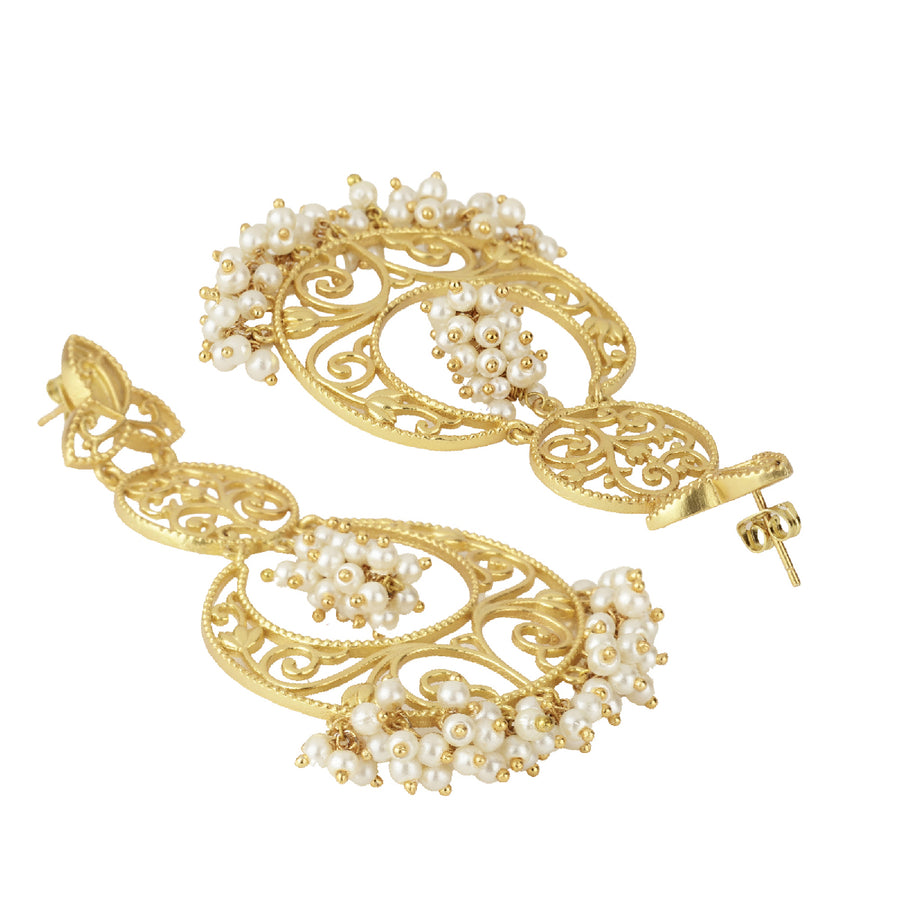 Lotus Pearl Chandbali 22k gold-plated Earring
