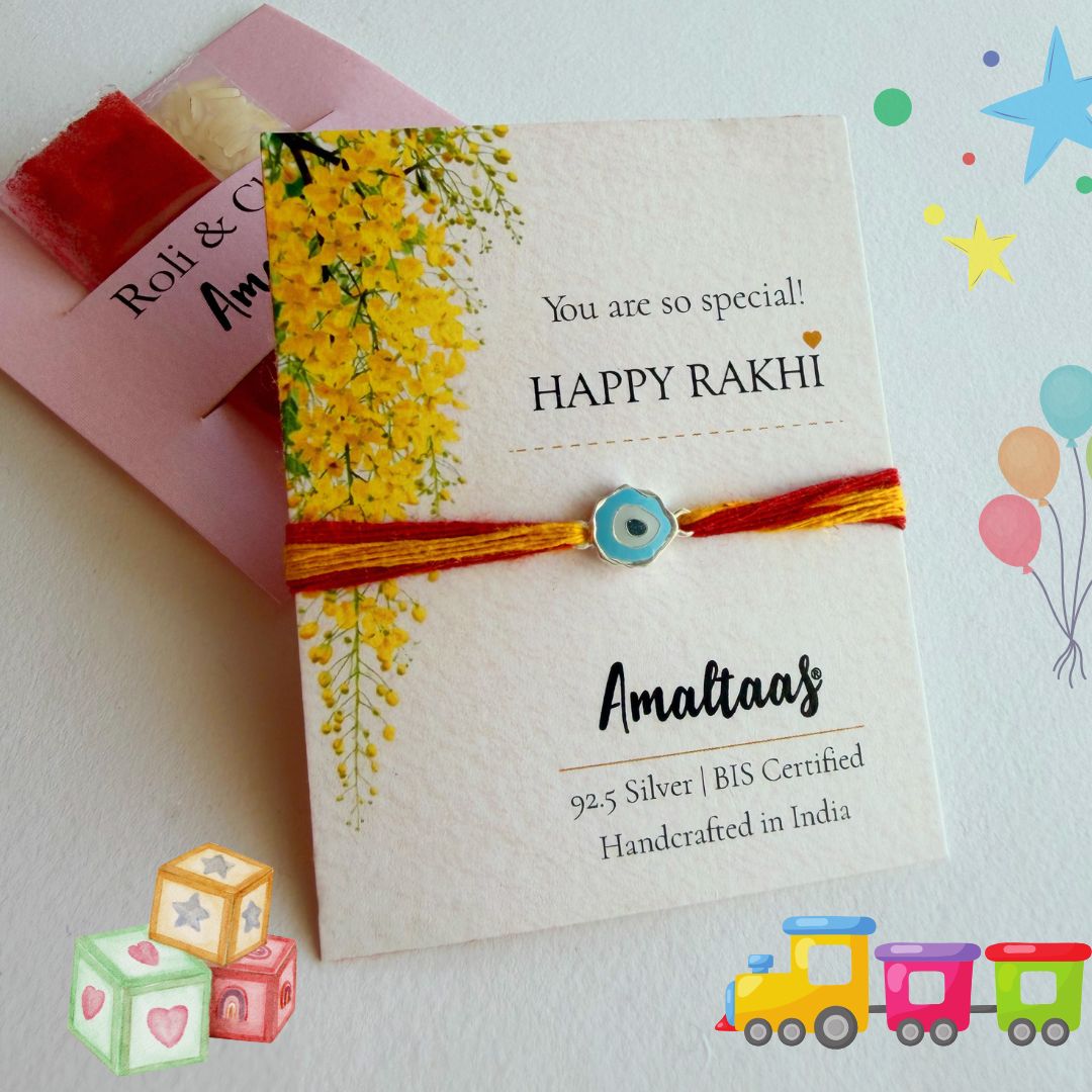 KIDS RAKHI - Nazar EvilEye Enamel – 92.5 Silver Rakhi