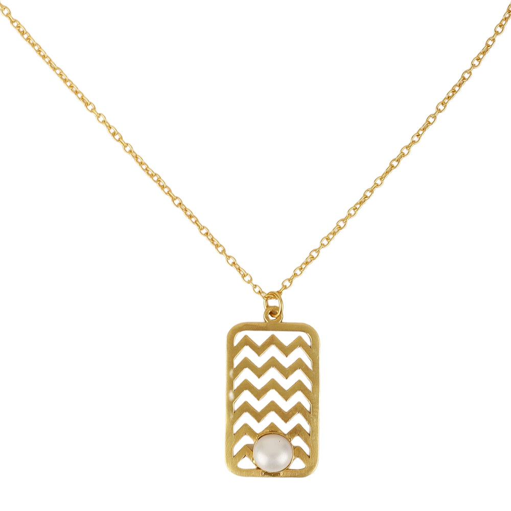 Studded Freshwater Pearl Chevron Chic Necklace