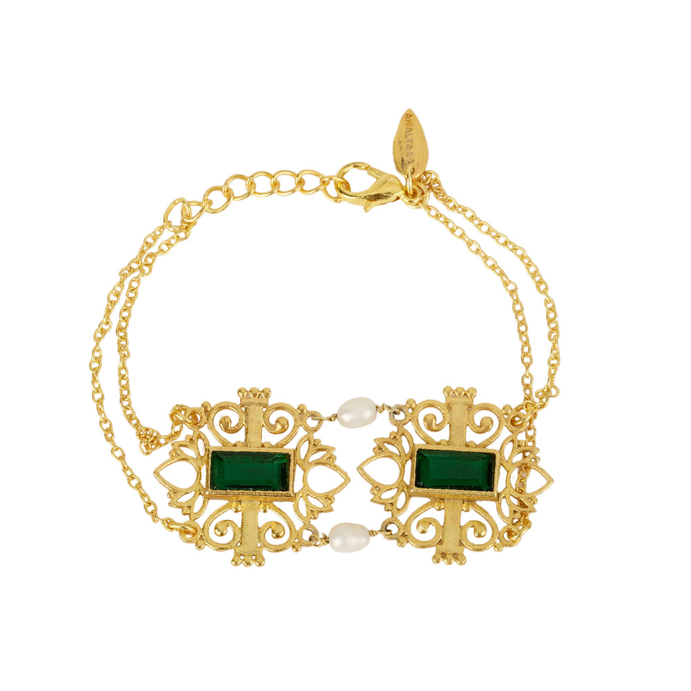 Shagun Green Bracelet with Freshwater Pearls