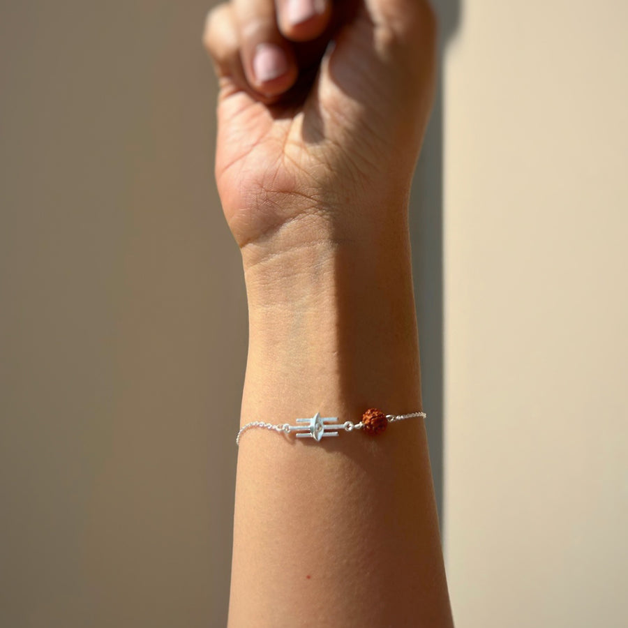 WOMEN - Third Eye with Rudraksha 92.5 Silver Bracelet