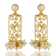 Lotus Rectangle Pearls Earrings