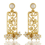 Lotus Rectangle Pearls Earrings
