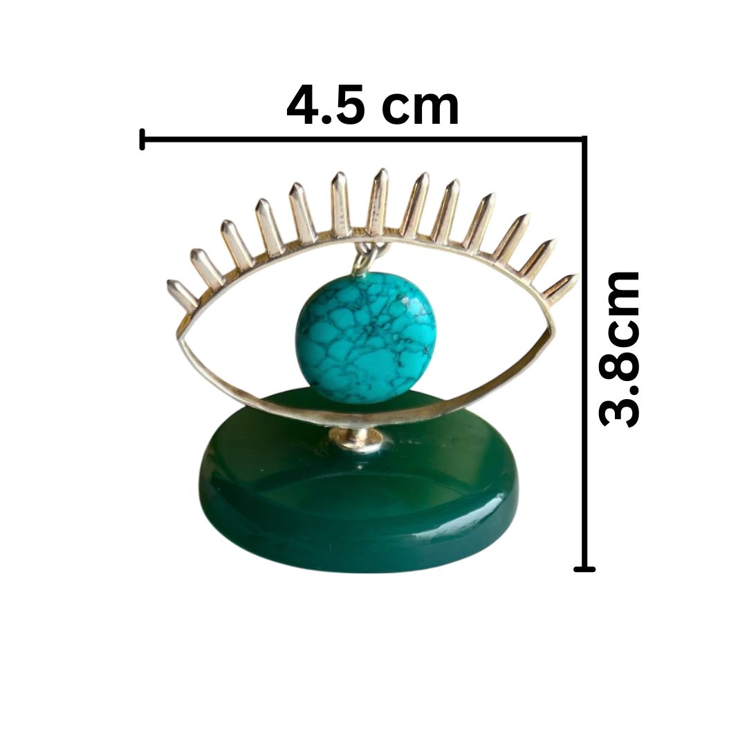 Blessing Nazar Evileye in 92.5 Silver with Blue Turquoise & Green Onyx