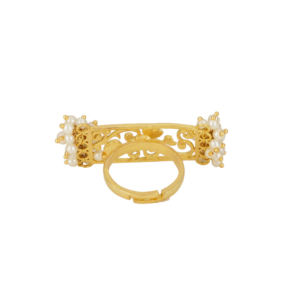 Lotus Rectangular Pearl Ring