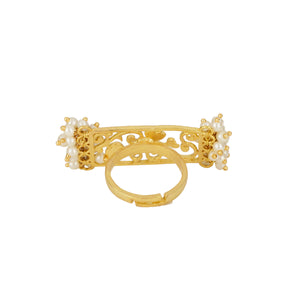 Lotus Rectangular Pearl Ring