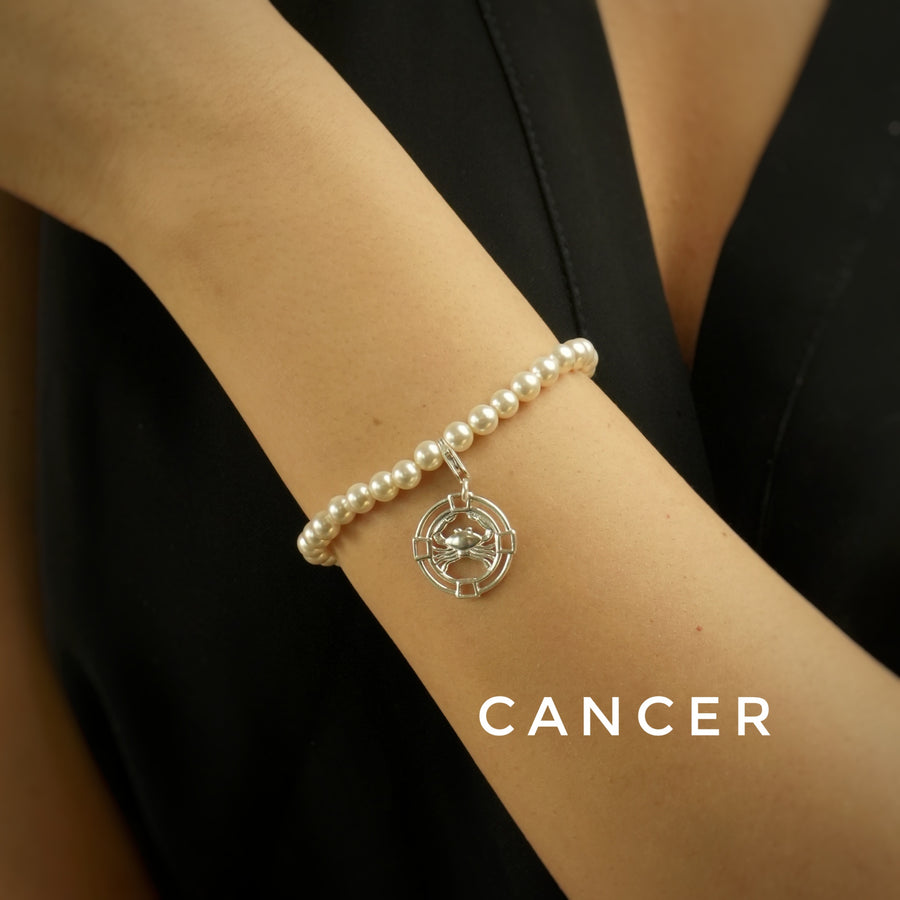 Woman Pearl Bracelet - ALL Zodiac Sun Sign in 92.5 Silver PLUS Free Thread Bracelet