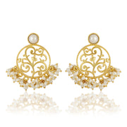 Lotus Round Pearl Studs
